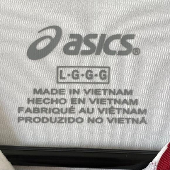 NEW ASICS Junior's Lani Track Jacket Size Large Red White Sports Full Zip Hood - Picture 4 of 4